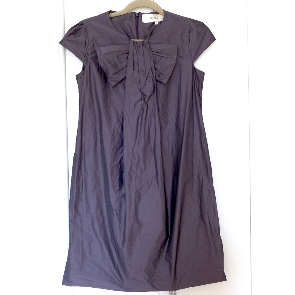 Crushed Charcoal One Piece Dress w/ Bow